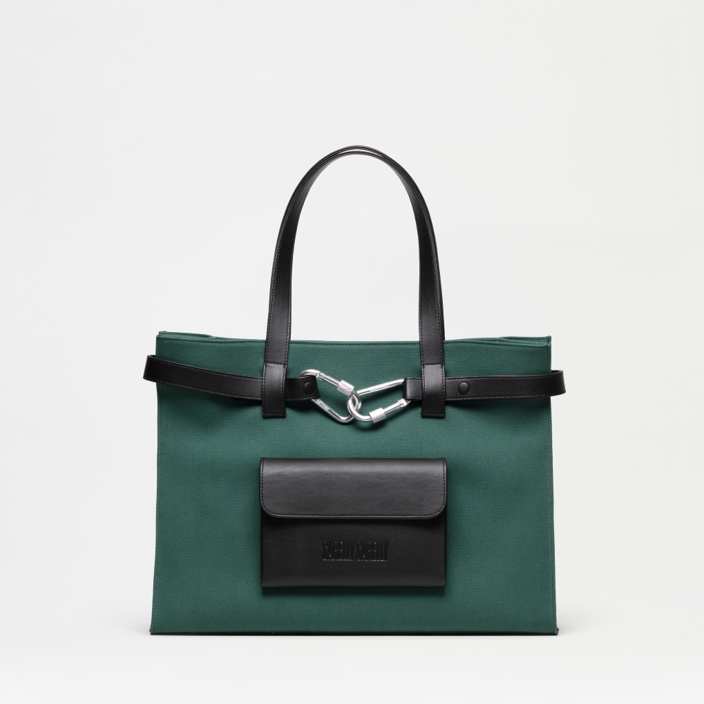 CARGO TOTE GREEN - CANVAS & CACTUS LEATHER